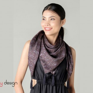 Silk scarf TIMESQUARE -  BLACK CAI